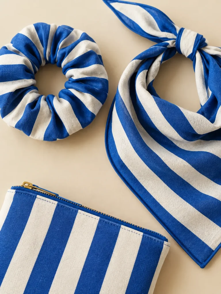 Close-up of the piping and seams on the Awning Stripe Trio