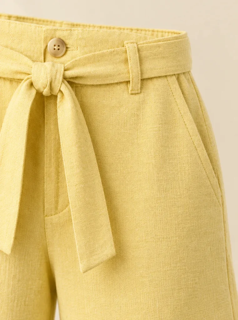 Close-up of the piping and construction on the Butter Tie-Waist Short