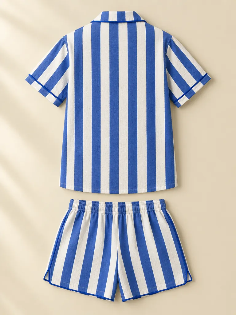 Cafe Awning Stripe Set: back view of both pieces