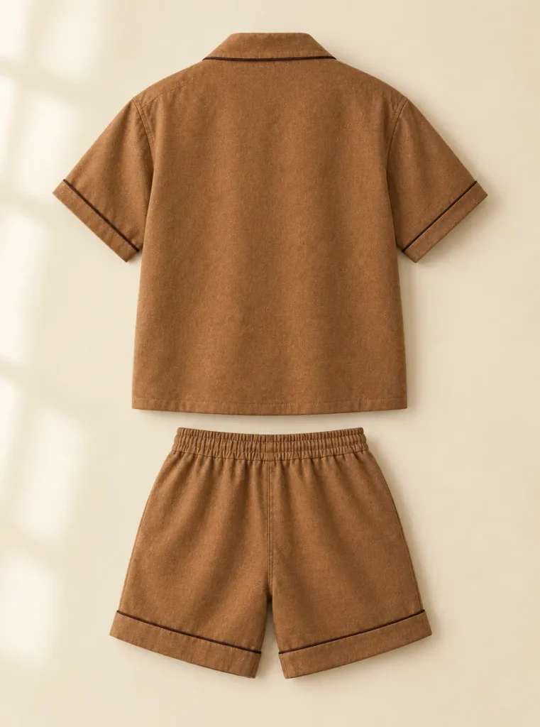 Caramel Twill Set: back view of both pieces