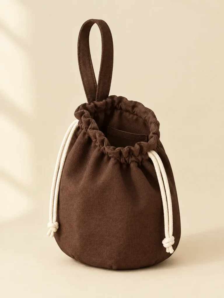 Coffee Run Pouch Bag, side view showing the inside