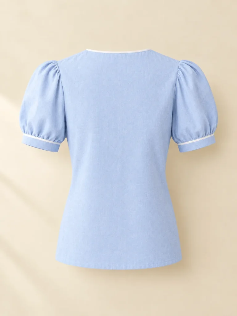 Demitasse Puff-Sleeve Shirt, back view