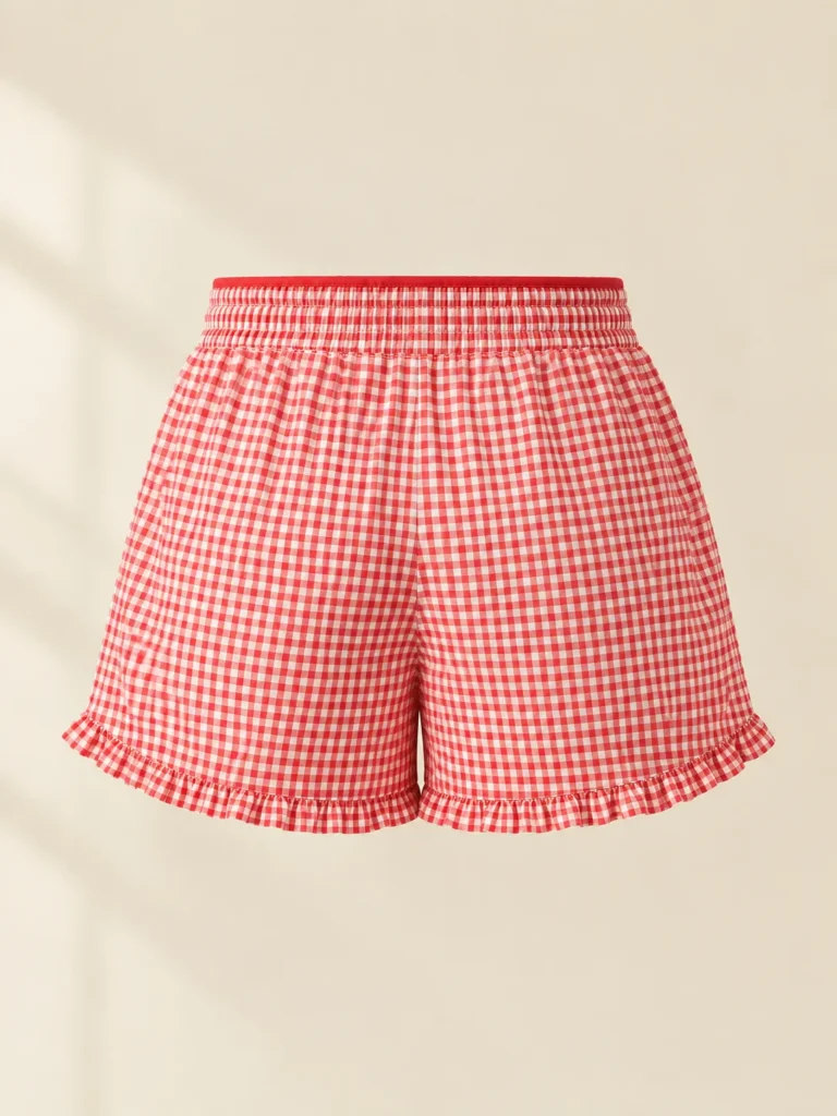 Gingham Frill-Edge Short, back view