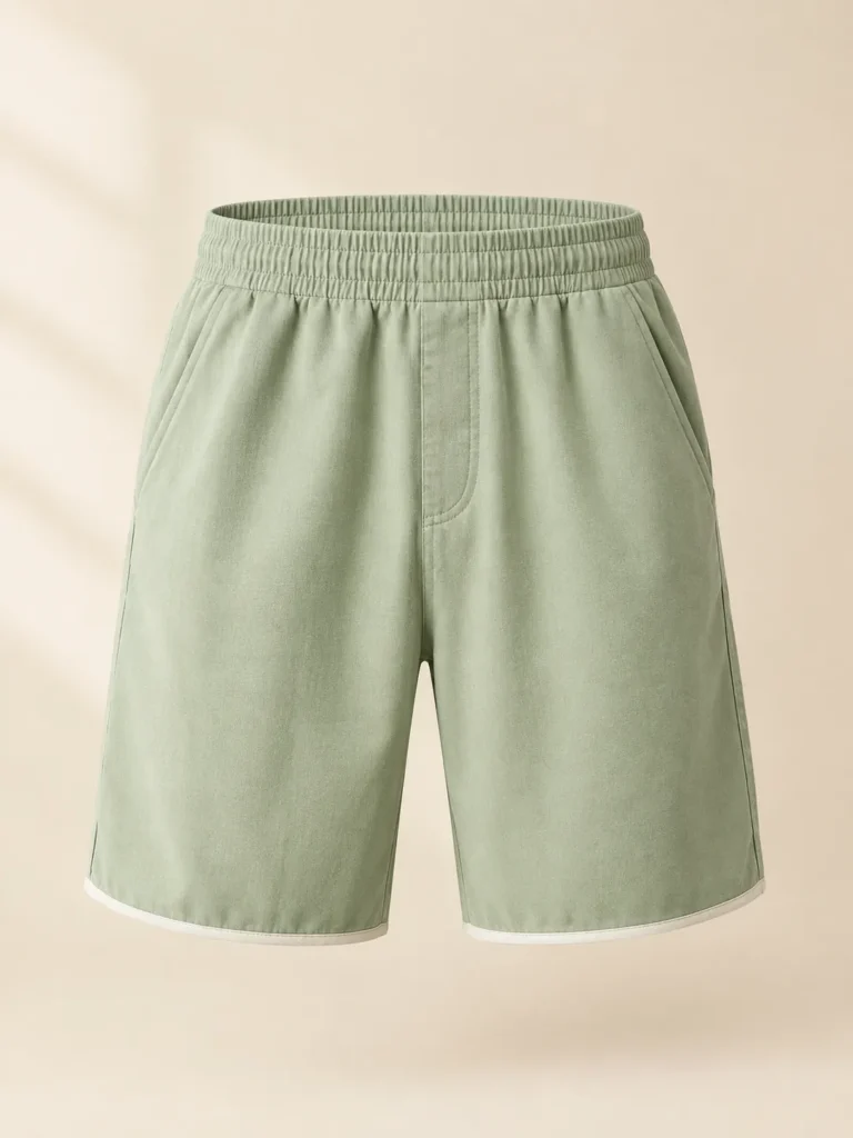 Pistachio Longline Boxer in pistachio with milk piping, front view