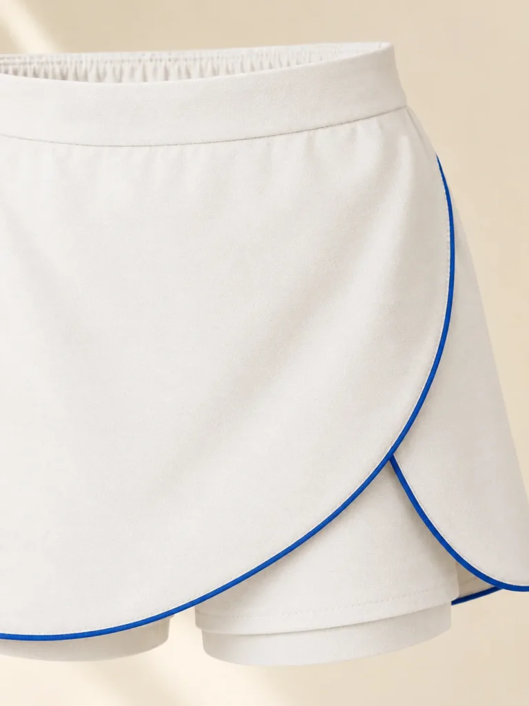 Close-up of the piping and construction on the Queue Double-Layer Skort