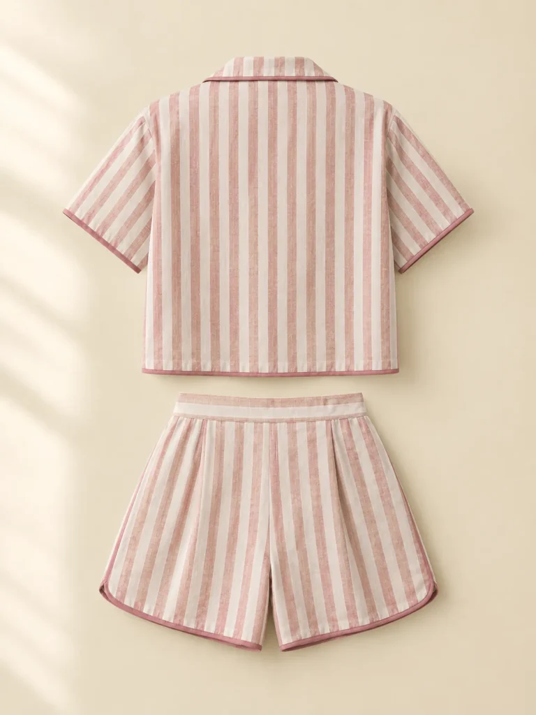 Sugar Stripe Set: back view of both pieces