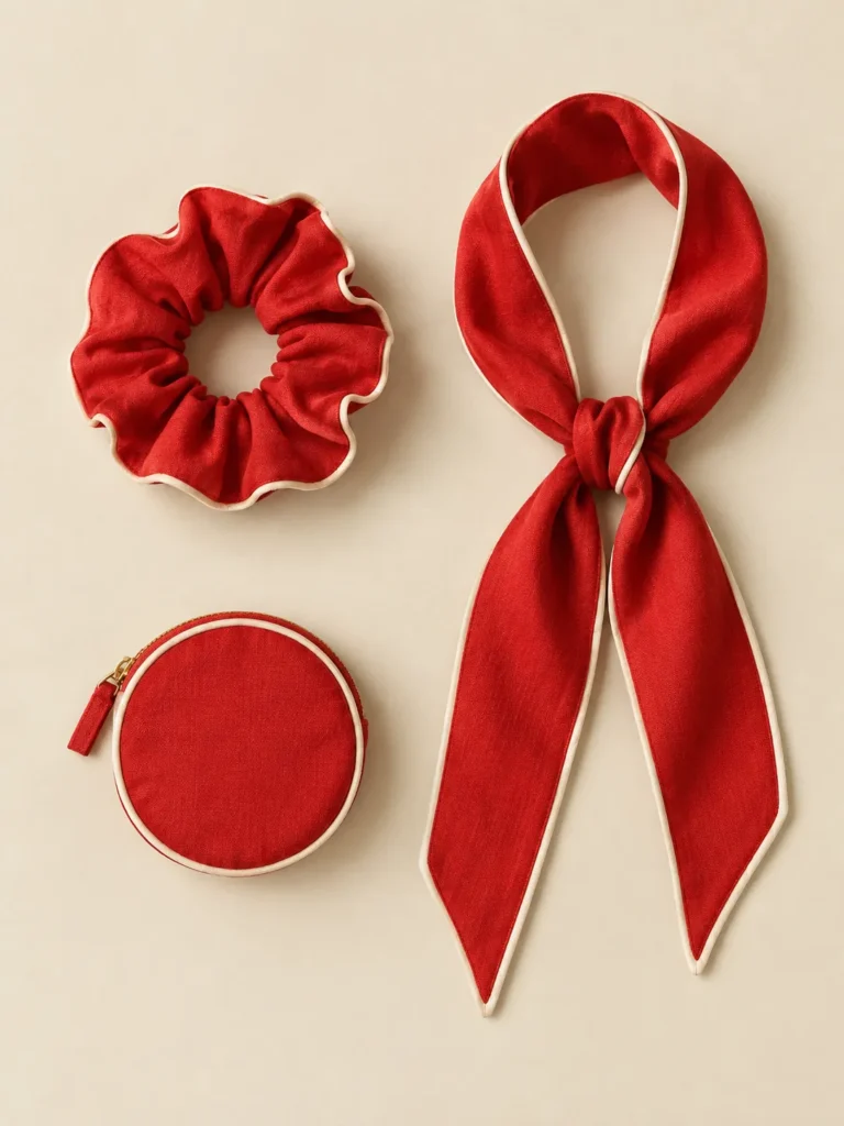 Tomato Red Trio: all pieces of the set laid flat